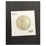 1942 Walking Liberty Half Dollar Silver Coin
