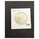 1962 D Franklin Half Dollar Silver Coin