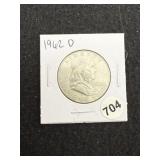 1962 D Franklin Half Dollar Silver Coin