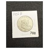1952 D Franklin Half Dollar Silver Coin