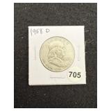 1958 D Franklin Half Dollar Silver Coin