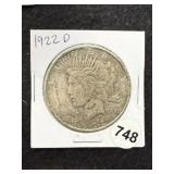 1922 D Peace Silver Dollar Coin