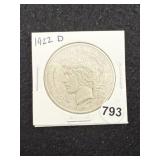 1922 D Peace Silver Dollar Coin