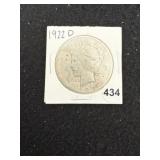 1922 D Peace Silver Dollar Coin