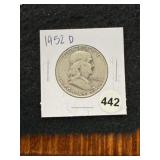 1952 D Franklin Half Dollar Silver Coin