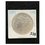 1884 UNC Morgan Silver Dollar Coin