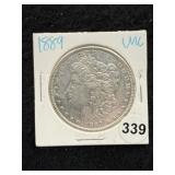 1889 UNC Morgan Silver Dollar Coin
