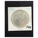 1896 UNC Morgan Silver Dollar Coin