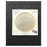 1887 UNC Morgan Silver Dollar Coin