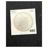 1890 UNC Morgan Silver Dollar Coin