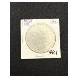 1889 UNC Morgan Silver Dollar Coin