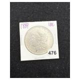 1889 UNC Morgan Silver Dollar Coin