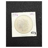 1896 UNC Morgan Silver Dollar Coin