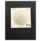 1889 UNC Morgan Silver Dollar Coin