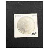 1890 S UNC Morgan Silver Dollar Coin