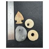 Group of Pendants & Arrow Point Indian Artifact Ar