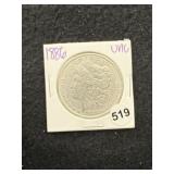 1886 UNC Morgan Silver Dollar Coin