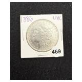 1886 UNC Morgan Silver Dollar Coin