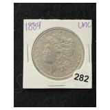 1884 UNC Morgan Silver Dollar Coin