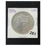 1896 UNC Morgan Silver Dollar Coin