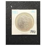 1882 UNC Morgan Silver Dollar Coin