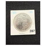 1889 UNC Morgan Silver Dollar Coin