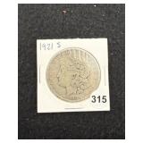 1921 S Morgan Silver Dollar Coin