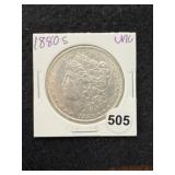 1880 S UNC Morgan Silver Dollar Coin