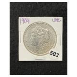 1904 UNC Morgan Silver Dollar Coin