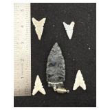 Group of Arrow Points Indian Artifact Arrowhead
