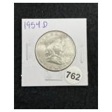 1954 D Franklin Half Dollar Silver Coin