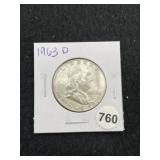 1963 D Franklin Half Dollar Silver Coin