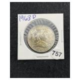 1963 D Franklin Half Dollar Silver Coin
