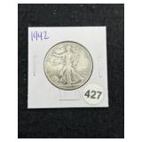 1942 Walking Liberty Half Dollar Silver Coin