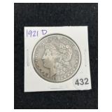 1921 D Morgan Silver Dollar Coin