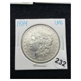 1884 UNC Morgan Silver Dollar Coin