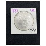 1882 UNC Morgan Silver Dollar Coin