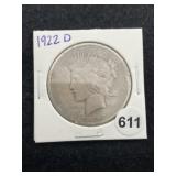 1922 D Peace Silver Dollar Coin