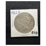 1922 D Peace Silver Dollar Coin