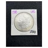 1890 UNC Morgan Silver Dollar Coin