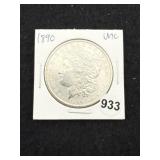 1890 UNC Morgan Silver Dollar Coin
