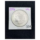1896 UNC Morgan Silver Dollar Coin