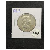 1963 Franklin Half Dollar Silver Coin