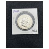1953 Franklin Half Dollar Silver Coin