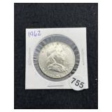 1962 Franklin Half Dollar Silver Coin
