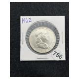 1962 Franklin Half Dollar Silver Coin