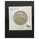 1957 D Franklin Half Dollar Silver Coin