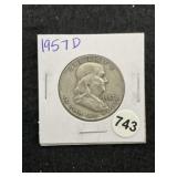 1957 D Franklin Half Dollar Silver Coin