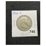 1960 D Franklin Half Dollar Silver Coin