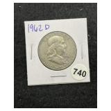 1962 D Franklin Half Dollar Silver Coin